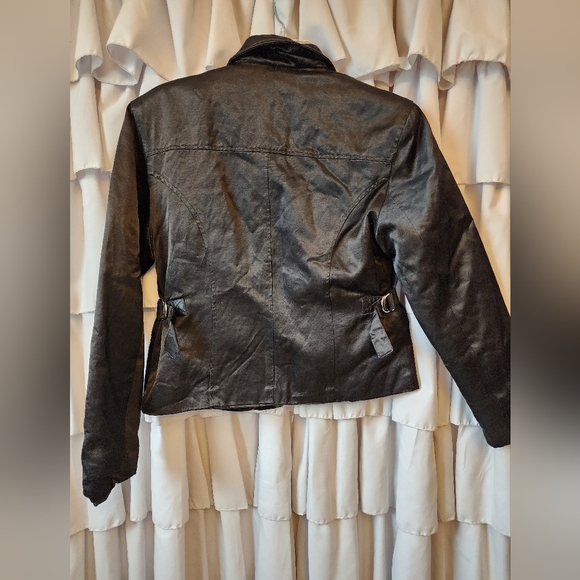 Women's Black Motorcycle Jacket with Zippers Size Small - Picture 2 of 5